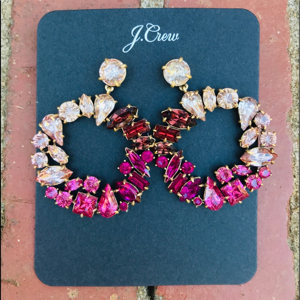 SoftAzalea Mixed Crystal Circle Statment Earrings - Picture 4 of 5